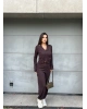 Kahverengi Jogger Pantolon Büstiyerli Hırka Takım