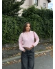 Pembe Bisiklet Yaka Crop Kazak