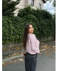 Pembe Bisiklet Yaka Crop Kazak