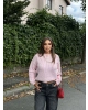 Pembe Bisiklet Yaka Crop Kazak