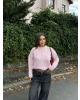 Pembe Bisiklet Yaka Crop Kazak