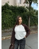Kahverengi Çift Renk Bisiklet Yaka Sweatshırt
