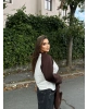 Kahverengi Çift Renk Bisiklet Yaka Sweatshırt