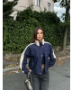 Lacivert Bej Dik Yaka Astarlı Trençkot