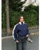 Lacivert Bej Dik Yaka Astarlı Trençkot