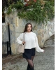 Ekru Bisiklet Yaka Crop Kazak