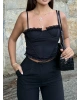 Siyah Tül Detay Balenli Bralet