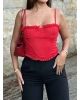 Kırmızı Tül Detay Balenli Bralet