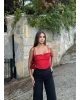 Kırmızı Tül Detay Balenli Bralet