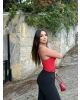 Kırmızı Tül Detay Balenli Bralet