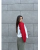 Kırmızı Çift Renk Bisiklet Yaka Sweatshırt