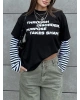 Siyah Kolları Çizgili Oversize Sweatshırt