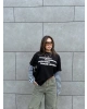 Siyah Kolları Çizgili Oversize Sweatshırt