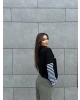 Siyah Kolları Çizgili Oversize Sweatshırt