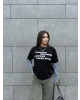 Siyah Kolları Çizgili Oversize Sweatshırt