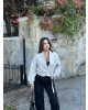 Bej Kemerli Crop Trenç Ceket