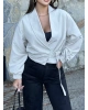 Bej Kemerli Crop Trenç Ceket