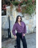 Mürdüm Kemerli Crop Ceket