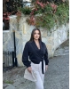 Siyah Kemerli Crop Trenç Ceket