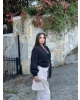 Siyah Kemerli Crop Trenç Ceket