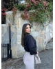 Siyah Kemerli Crop Trenç Ceket