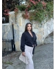Siyah Kemerli Crop Trenç Ceket