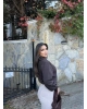 Kahverengi Kemerli Crop Trenç Ceket
