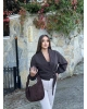 Kahverengi Kemerli Crop Trenç Ceket