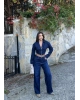 Fermuarlı Kot Ceket Baggy Pantolon Takım