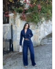 Fermuarlı Kot Ceket Baggy Pantolon Takım