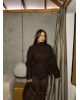 Kahverengi Dik Yaka Kaşe Mont