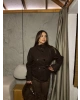 Kahverengi Dik Yaka Kaşe Mont