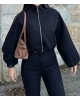 Siyah Moskova Kaşe Bomber Mont