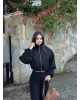 Siyah Moskova Kaşe Bomber Mont