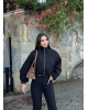 Siyah Moskova Kaşe Bomber Mont