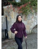 Mürdüm Dik Yaka Kaşe Mont