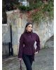 Mürdüm Dik Yaka Kaşe Mont