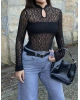 Siyah Damla Dekolteli Astarlı Bodysuit