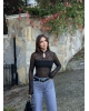 Siyah Damla Dekolteli Astarlı Bodysuit