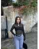 Siyah Damla Dekolteli Astarlı Bodysuit