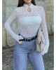 Beyaz Damla Dekolteli Astarlı Bodysuit