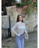 Beyaz Damla Dekolteli Astarlı Bodysuit