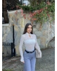 Beyaz Damla Dekolteli Astarlı Bodysuit