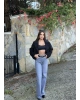 Gri Kemerli Wide Leg Jean