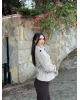 Bej Mini Kareli Dik Yaka Kaşe Kaban