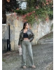 Yeşil Kemerli Wide Leg Jean