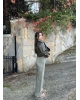 Yeşil Kemerli Wide Leg Jean