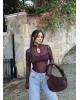 Mürdüm Damla Dekolteli Astarlı Bodysuit