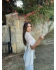 Beyaz Kolları Fırfırlı Balıkçı Dantel Bluz
