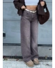 Kahverengi Kemerli Wide Leg Jean